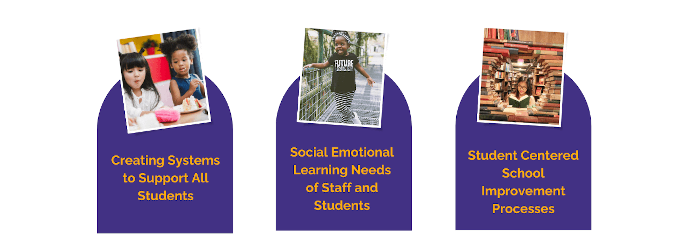 Two little girls, a little girl smiling, and a girl reading books surrounded by books