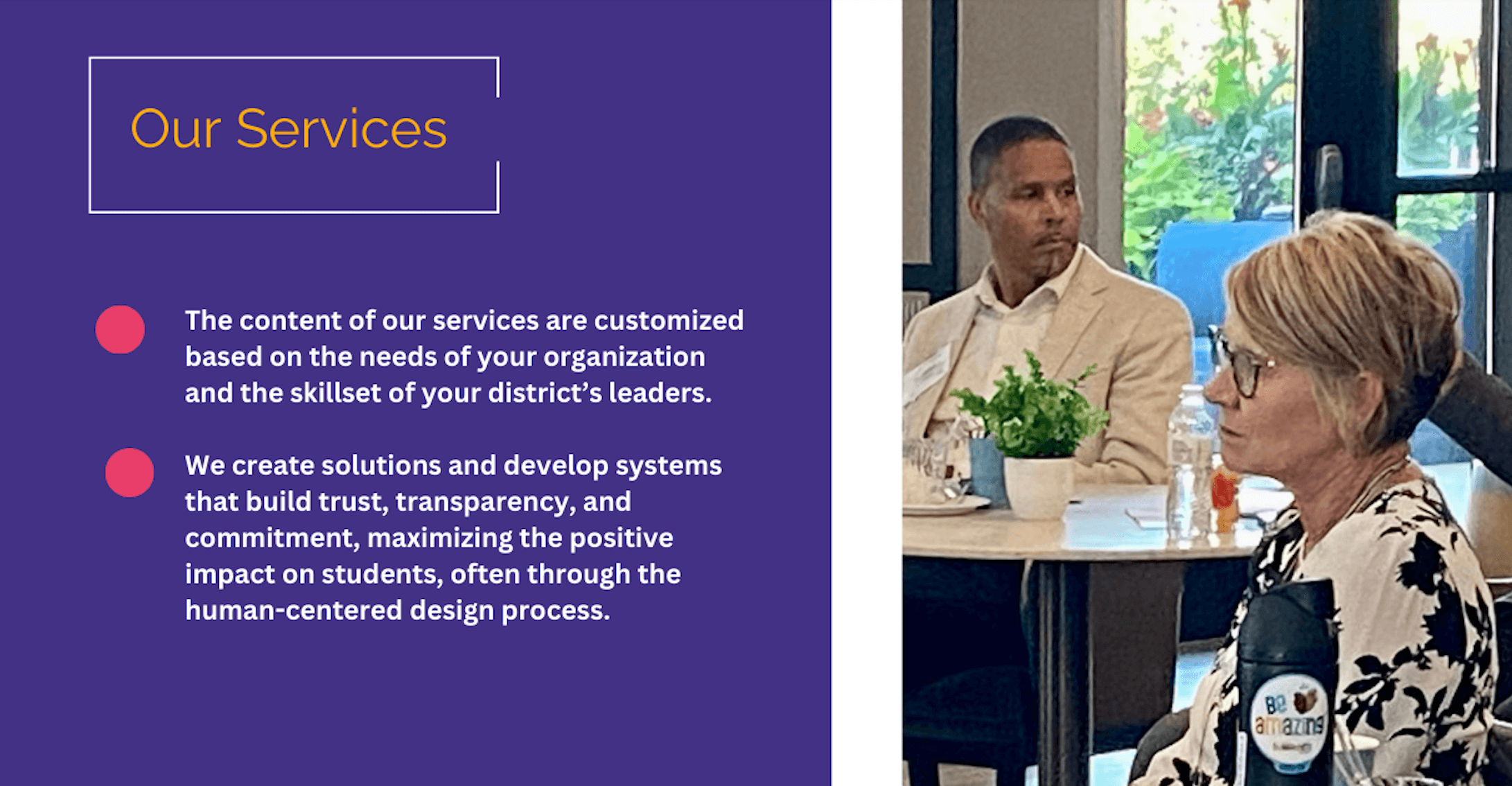 Man and woman looking straight ahead