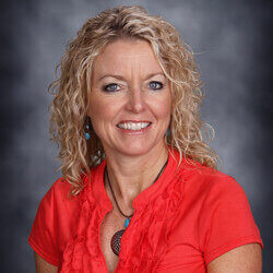 Laura Stunkel in red shirt